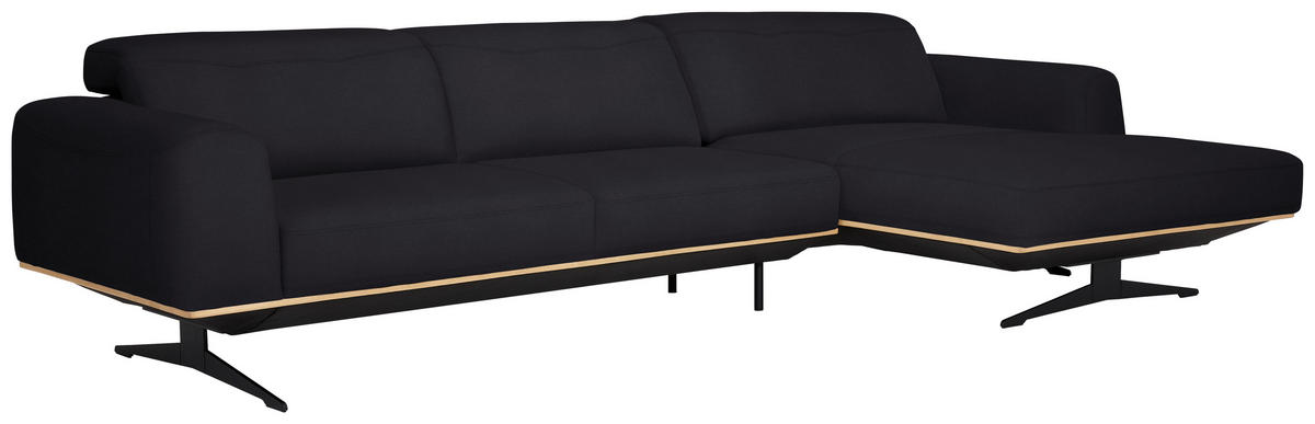 ECKSOFA in Echtleder Dunkelbraun  - Eichefarben/Dunkelbraun, Design, Leder/Holz (305/163cm) - Novel