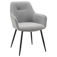 ARMLEHNSTUHL  in Eisen Cord  - Schwarz/Grau, Design, Textil/Metall (57/85/60cm) - Novel