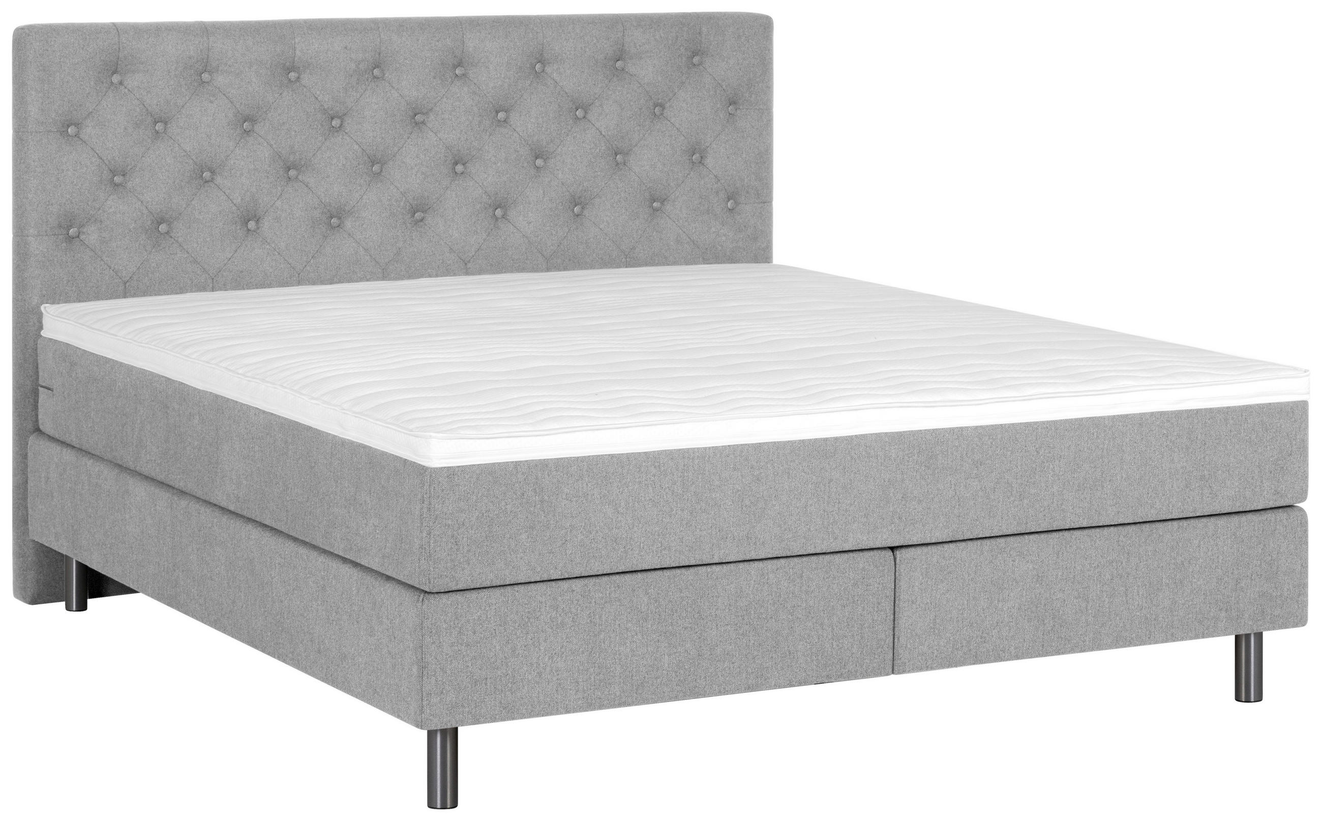 BOXSPRINGBETT 180/200 cm  in Hellgrau  - Silberfarben/Hellgrau, KONVENTIONELL, Textil/Metall (180/200cm) - Welnova