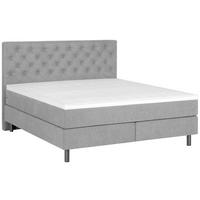 BOXSPRINGBETT 180/200 cm  in Hellgrau  - Silberfarben/Hellgrau, KONVENTIONELL, Textil/Metall (180/200cm) - Welnova
