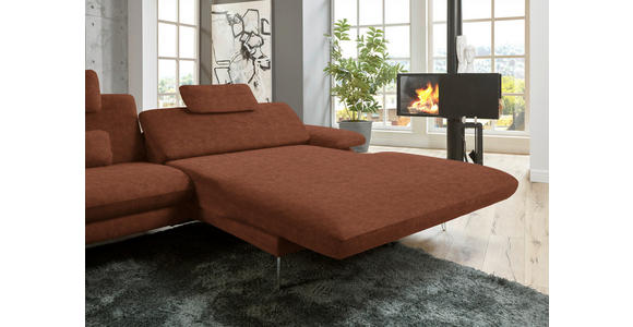 ECKSOFA in Velours Kupferfarben 284/184 cm - Schwarz/Kupferfarben, Design, Textil/Metall (284/184cm) - Dieter Knoll