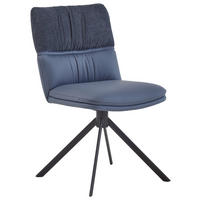 STUHL  Beinauswahl, Stoffauswahl, Sitzfläche 360° drehbar, automatische Rückholfunktion Chenille, Mikrofaser  - Blau/Schwarz, Design, Textil/Metall (49/86/63cm) - Valdera