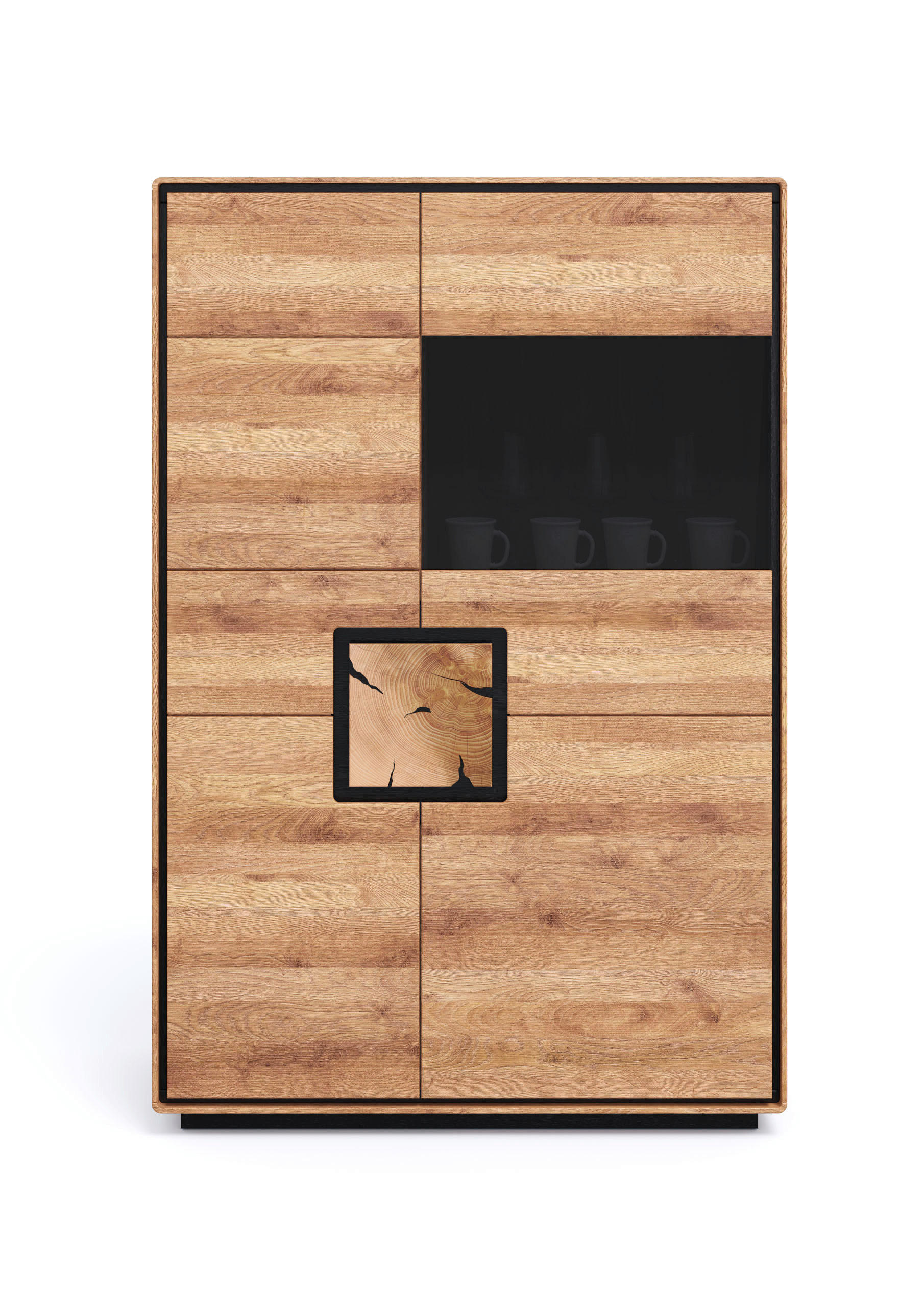 Livetastic Highboard Schwarz, Wildeiche 100x152x40 cm