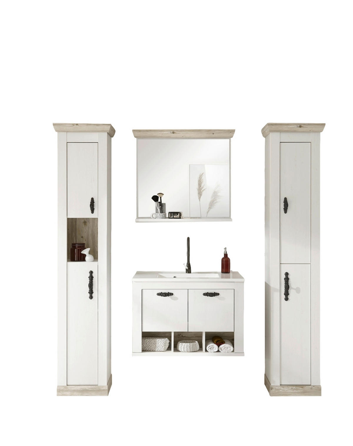 BADEZIMMER 4-teilig  in  - Schwarz/Weiß, Design, Naturmaterialien/Holzwerkstoff (205/200/46cm) - MID.YOU