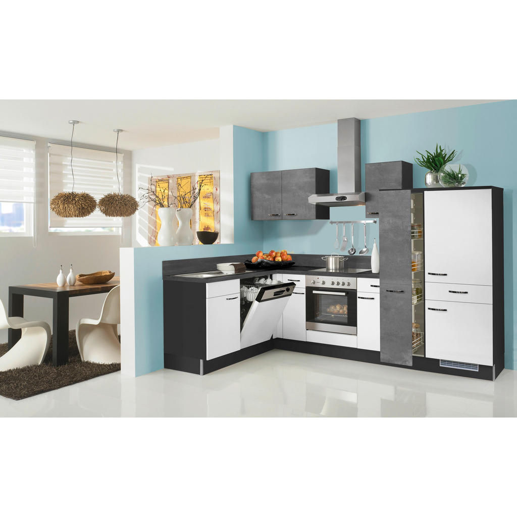 Eckküche Pn 80/100 mit Geräten 175x285 cm Grau Modern