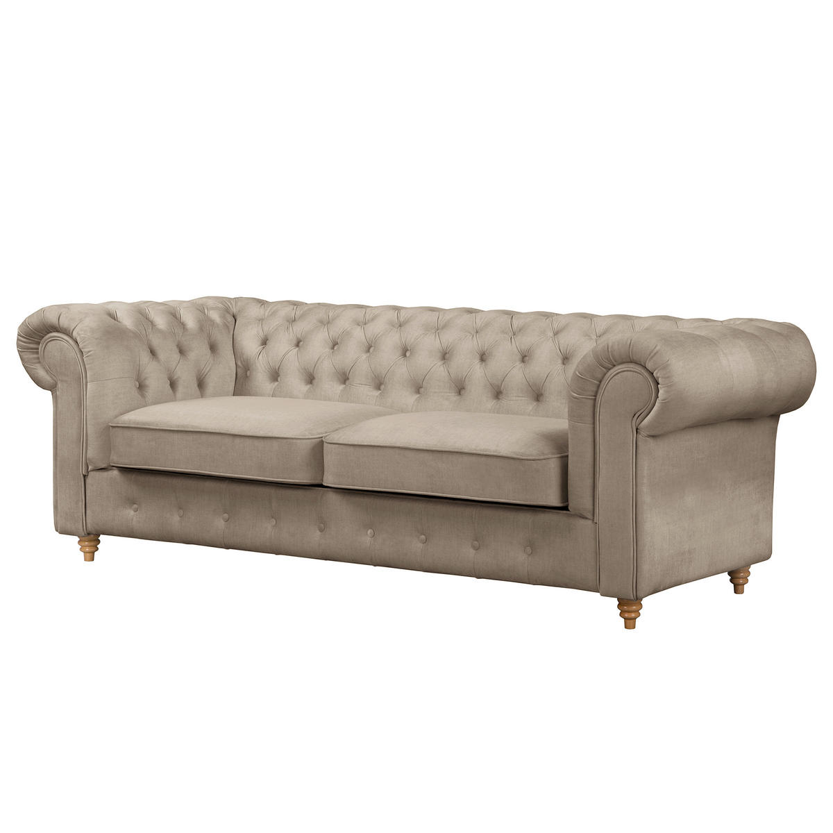 SCHLAFSOFA Laura in Mikrofaser Taupe  - Taupe/Braun, Design, Holz/Textil (218/74/91cm) - P & B