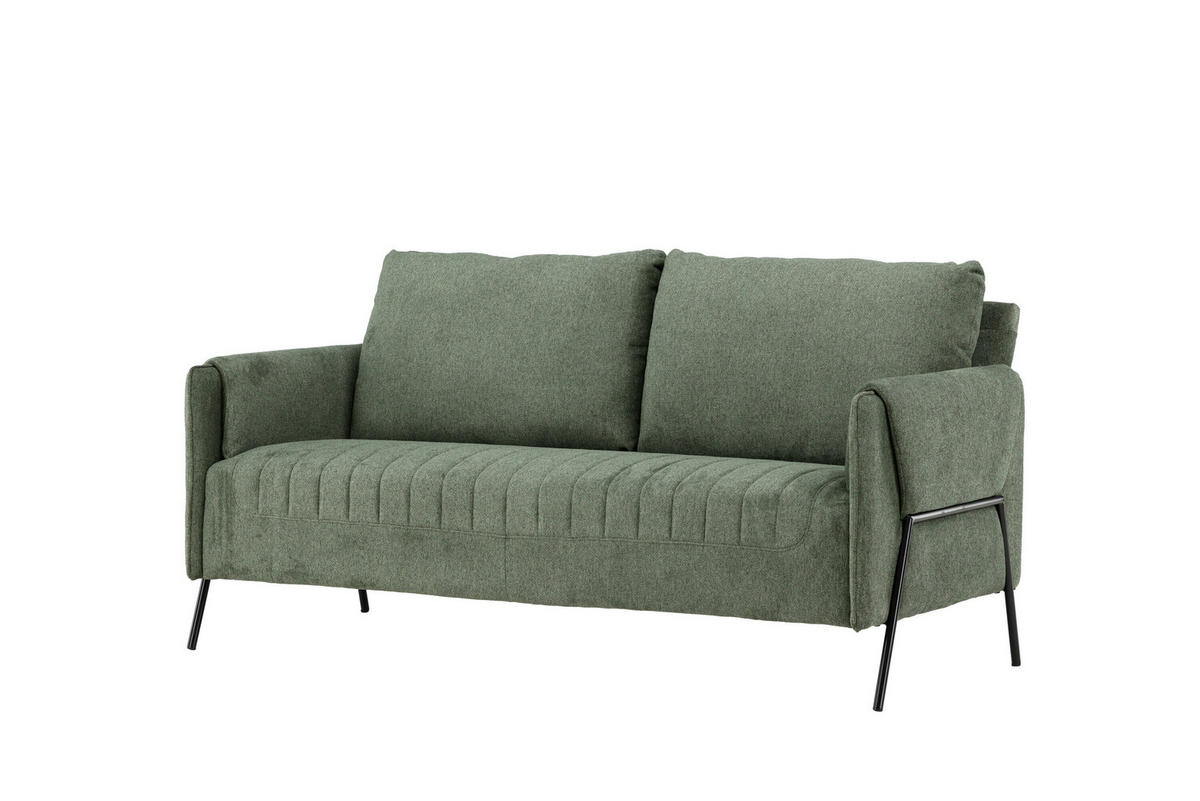 2-SITZER-SOFA Grün, Schwarz  - Schwarz/Grün, MODERN, Textil/Metall (165/85/77cm) - Livetastic