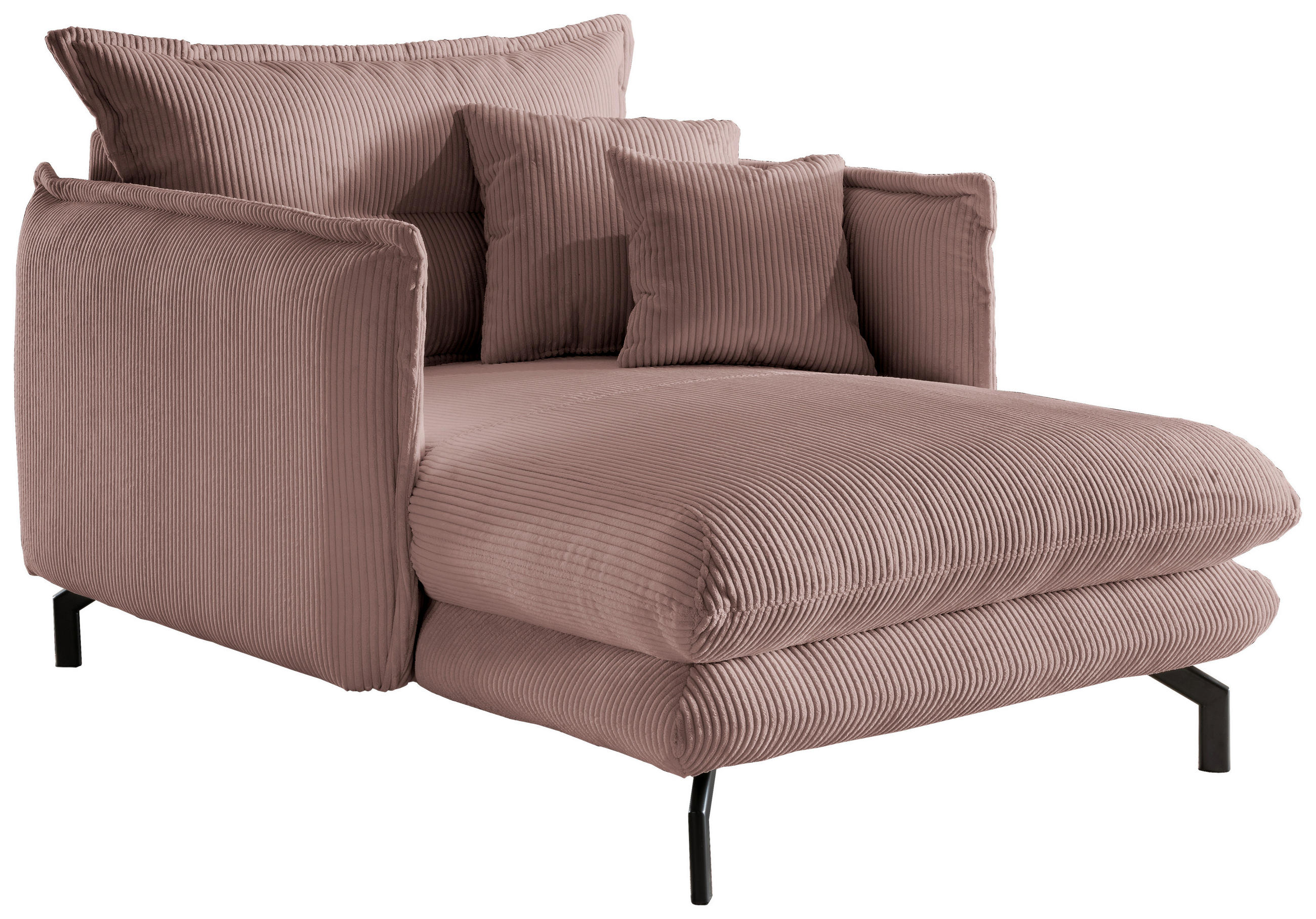 XXL-SESSEL Cord Rosa    - Schwarz/Rosa, MODERN, Textil/Metall (111/101/167cm) - Livetastic