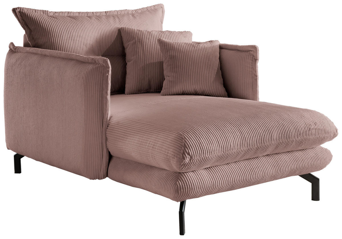 XXL-SESSEL in Cord Rosa  - Schwarz/Rosa, Modern, Textil/Metall (111/101/167cm) - Livetastic