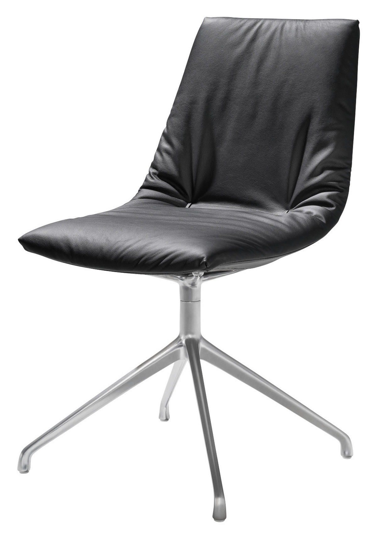 STUHL  in Aluminium Echtleder Metall, Leder  - Schwarz/Alufarben, Design, Leder/Metall (48/87/62cm) - Team 7