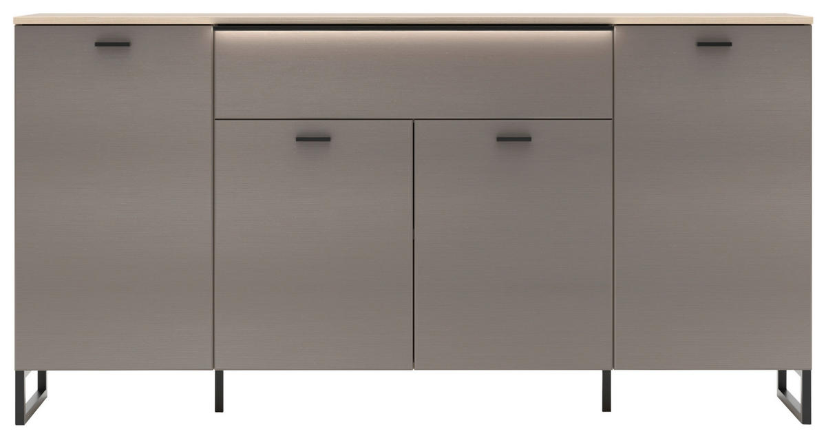 SIDEBOARD Grau, Eichefarben  174/89/41 cm  - Eichefarben/Schwarz, Konventionell, Holzwerkstoff/Metall (174/89/41cm)