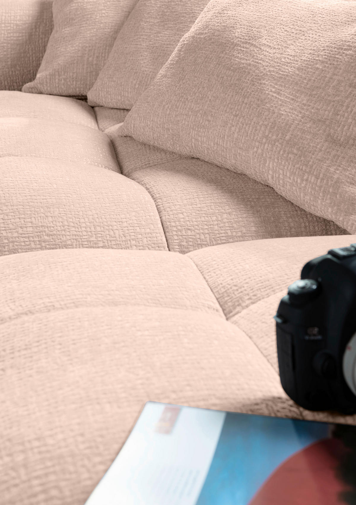 ECKSOFA in Flachgewebe Rosa  - Schwarz/Rosa, Konventionell, Kunststoff/Textil (170/280cm) - Carryhome