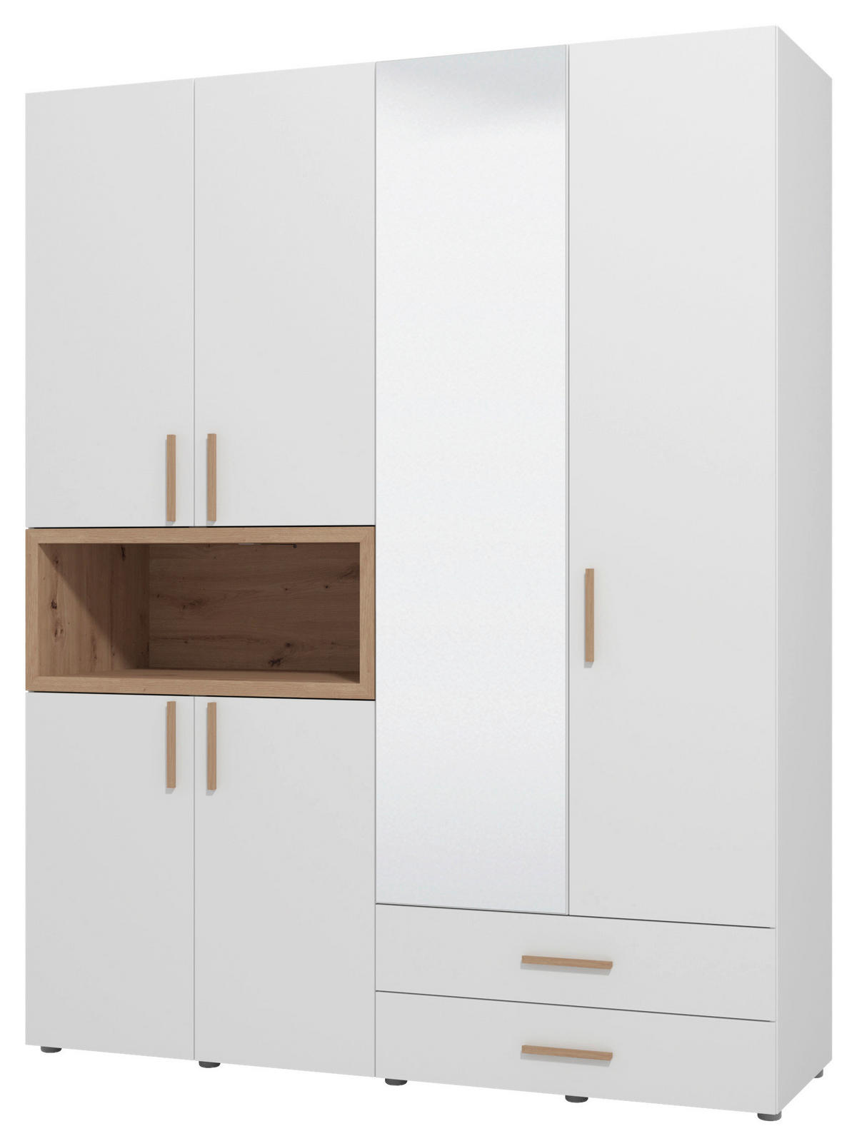 KLEIDERSCHRANK  in Weiß, Eiche Artisan  - Beigebraun/Weiß, MODERN, Glas/Holzwerkstoff (179/226,5/56,5cm) - MID.YOU