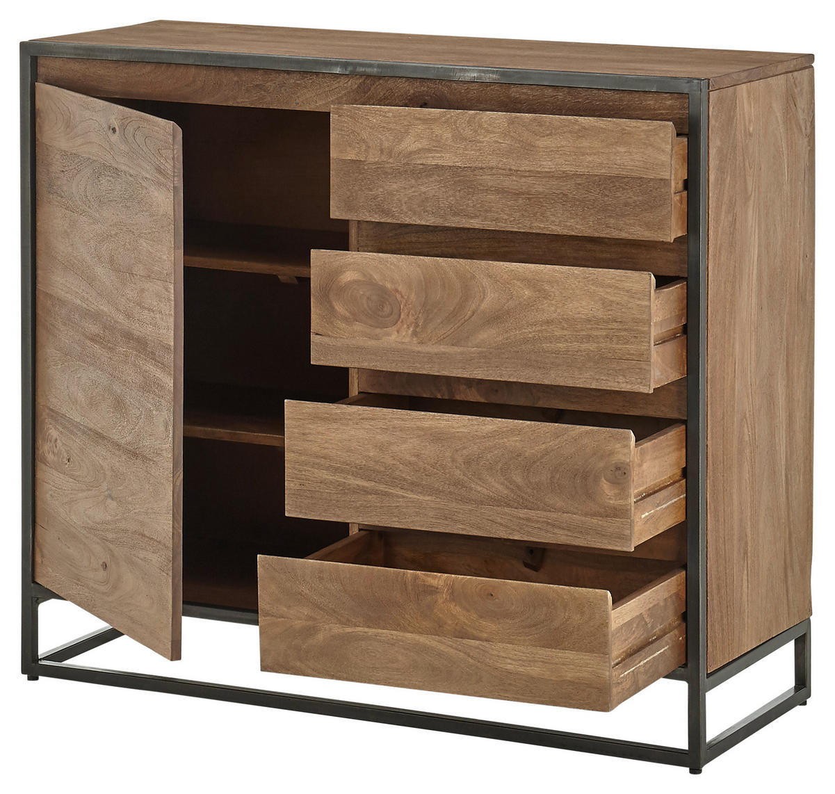 SIDEBOARD  in 108/93/40 cm  - Walnussfarben/Schwarz, LIFESTYLE, Holz/Metall (108/93/40cm) - MID.YOU
