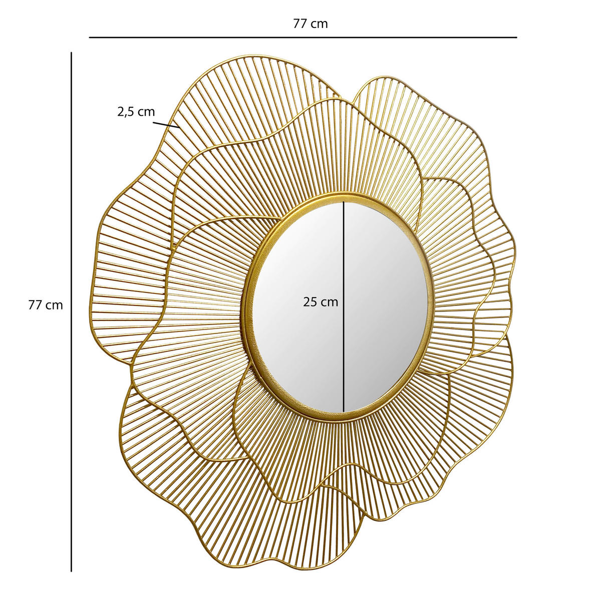 STENSKO OGLEDALO, 77/77/2,5 cm steklo  - zlate barve, Design, kovina/steklo (77/77/2,5cm) - MID.YOU