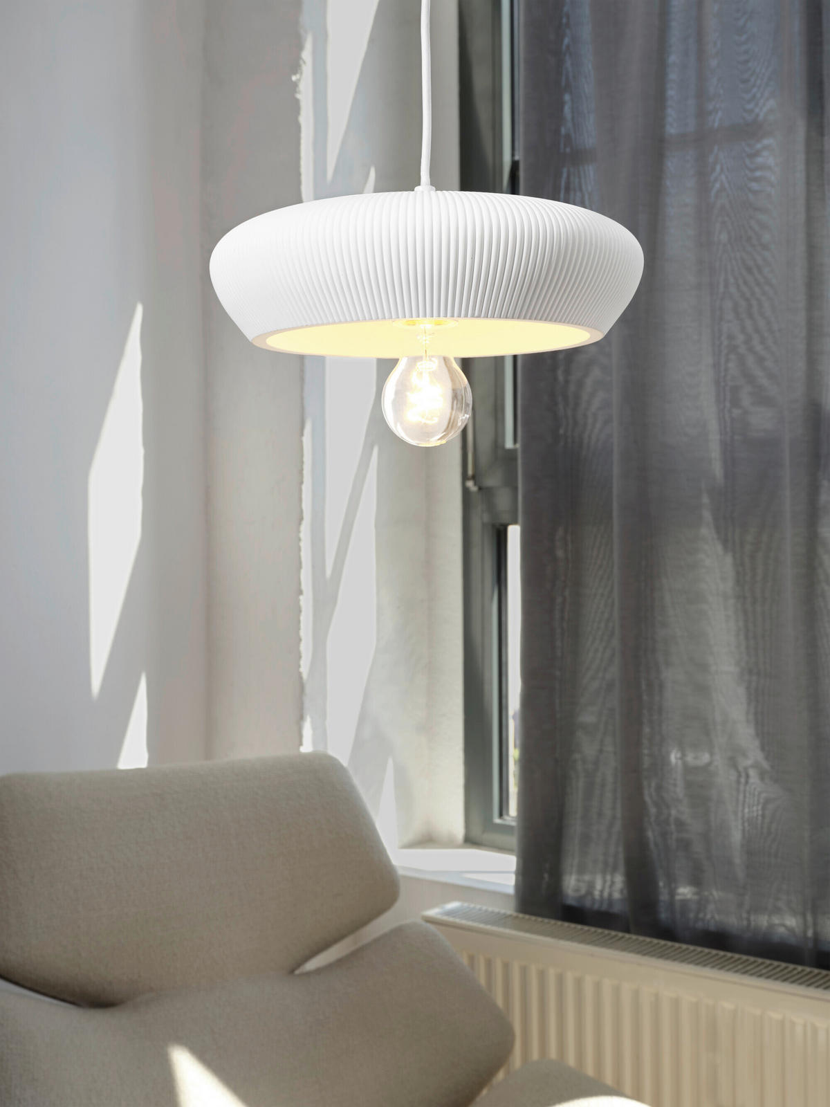 HÄNGELEUCHTE 28.3/114 cm  - Weiß, Basics, Stein/Metall (28.3/114cm) - Osram