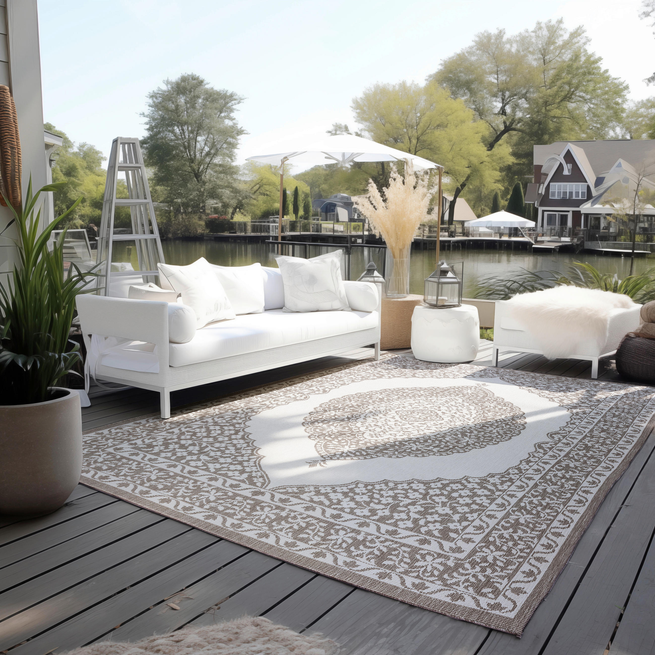 OUTDOORTEPPICH 160/230 cm Gemini Weiß, Cappuccino  - Weiß/Cappuccino, Design, Kunststoff (160/230cm)