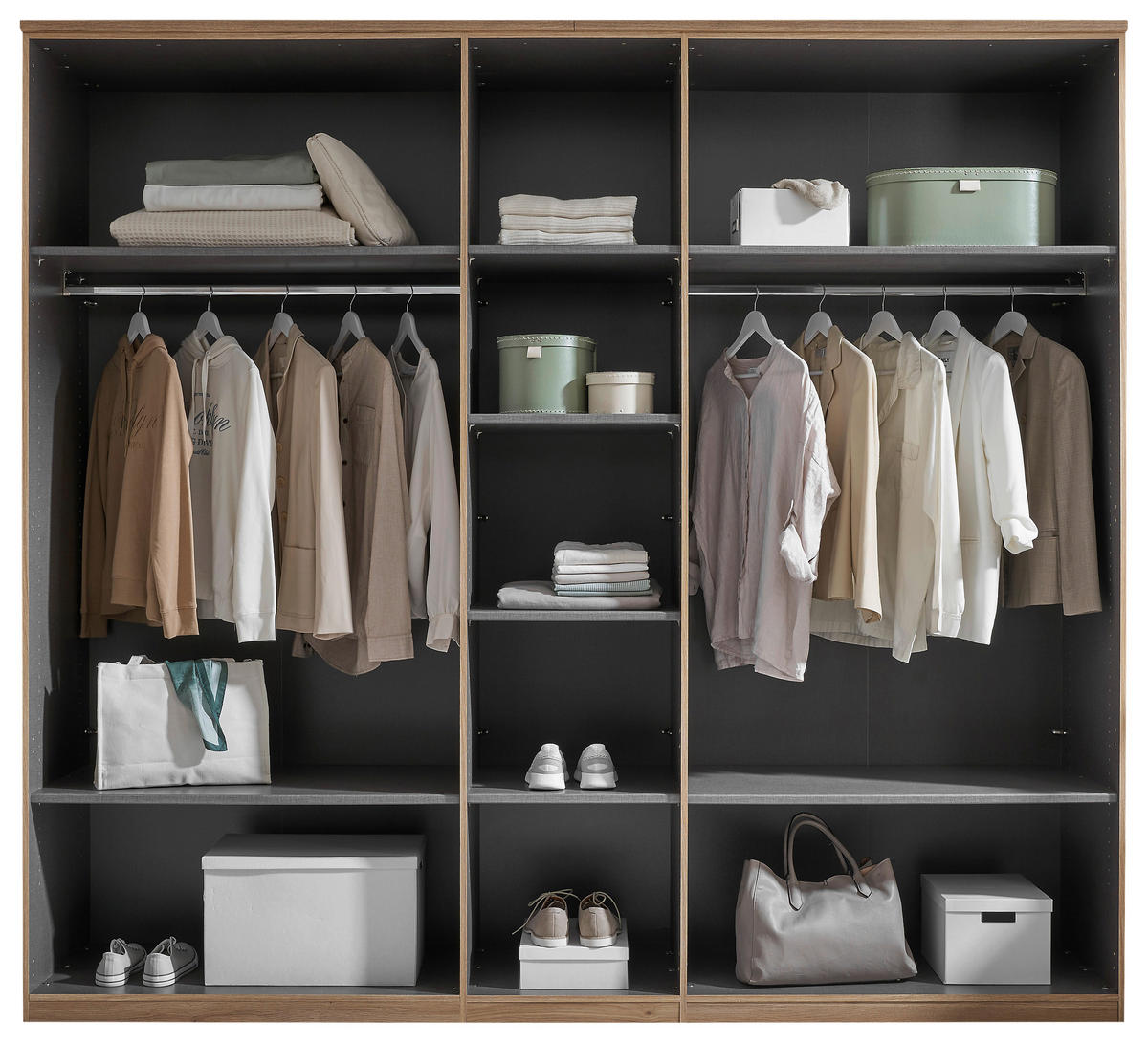 DREHTÜRENSCHRANK in Eichefarben, Kaschmir  - Kaschmir/Eichefarben, Design, Holzwerkstoff/Metall (250,8/227,7/60cm) - Xora