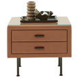 NACHTSCHRANK 60/45,5/50,5 cm  - Schwarz/Braun, KONVENTIONELL, Glas/Textil (60/45,5/50,5cm) - Dieter Knoll