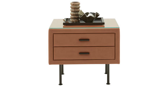 NACHTSCHRANK 60/45,5/50,5 cm - Schwarz/Braun, KONVENTIONELL, Glas/Textil (60/45,5/50,5cm) - Dieter Knoll
