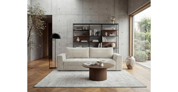 SCHLAFSOFA Struktur Creme  inkl. Zierkissen, Rückenkissen, Bettkasten, Schlaffunktion, Rücken echt  - Creme/Schwarz, KONVENTIONELL, Kunststoff/Textil (253/87/102cm) - Xora