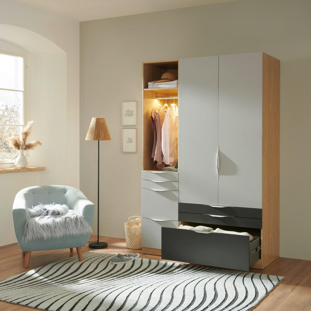 Thumbnail - Hom`in Kleiderschrankkorpus System Unit, Eiche, Holzwerkstoff, 45.6x210x56.5 cm, Schlafzimmer, Kleiderschränke, Schranks...