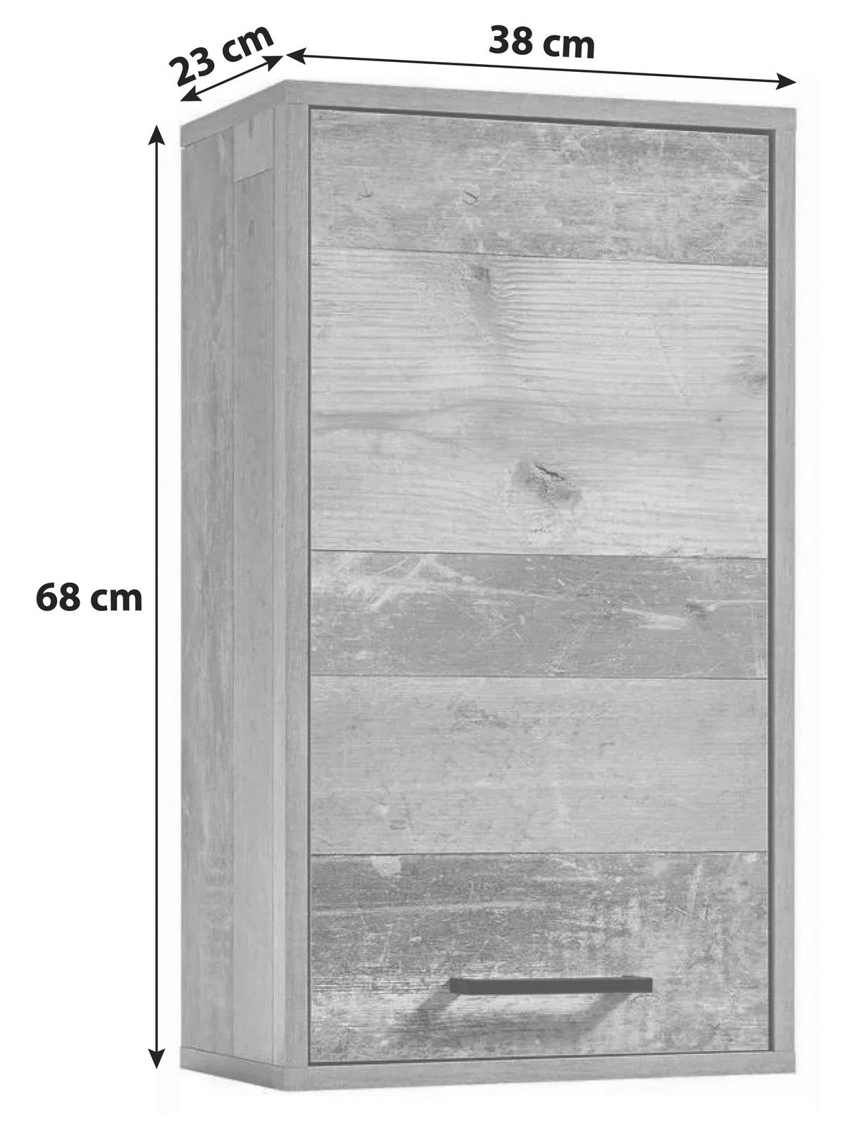ZÁVĚSNÁ SKŘÍŇKA, barvy dubu, barvy dubu, 38/68/23 cm - černá/barvy dubu, Konvenční, kompozitní dřevo/plast (38/68/23cm) - MID.YOU