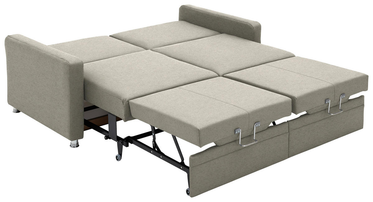 SCHLAFSOFA Chenille Greige  - Chromfarben/Greige, KONVENTIONELL, Textil/Metall (186/90/100cm) - Beldomo Style