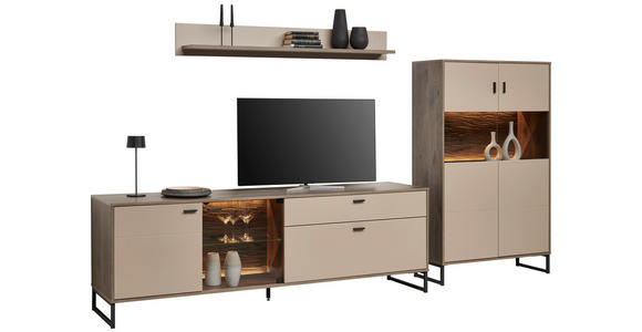 TV-ELEMENT 204/68/50 cm  - Eichefarben/Anthrazit, MODERN, Glas/Holzwerkstoff (204/68/50cm) - Carryhome