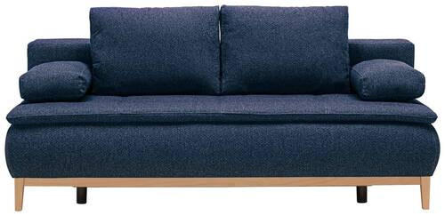 BOXSPRINGSOFA in Flachgewebe Dunkelblau  - Eichefarben/Beige, Design, Holz/Textil (202/78/93/100cm) - Carryhome