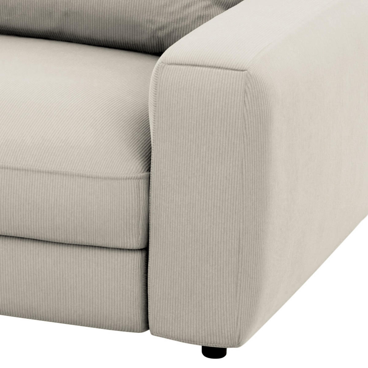 BIGSOFA in Cord Grau  - Schwarz/Grau, Modern, Kunststoff/Textil (264/84/125cm) - Trendmanufaktur