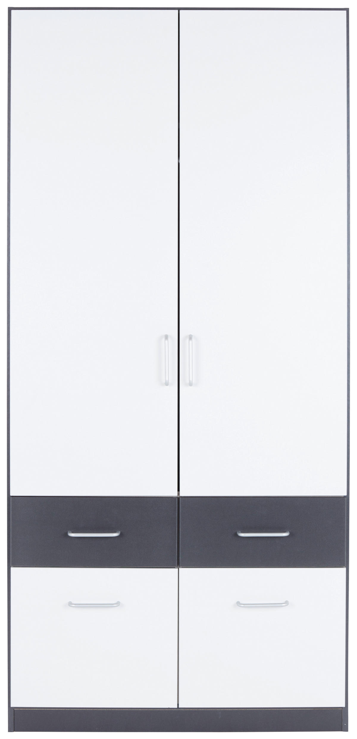 KLEIDERSCHRANK 91/197/54 cm 2-türig Grau, Weiß  - Alufarben/Weiß, KONVENTIONELL, Holzwerkstoff/Kunststoff (91/197/54cm) - Rauch Möbel