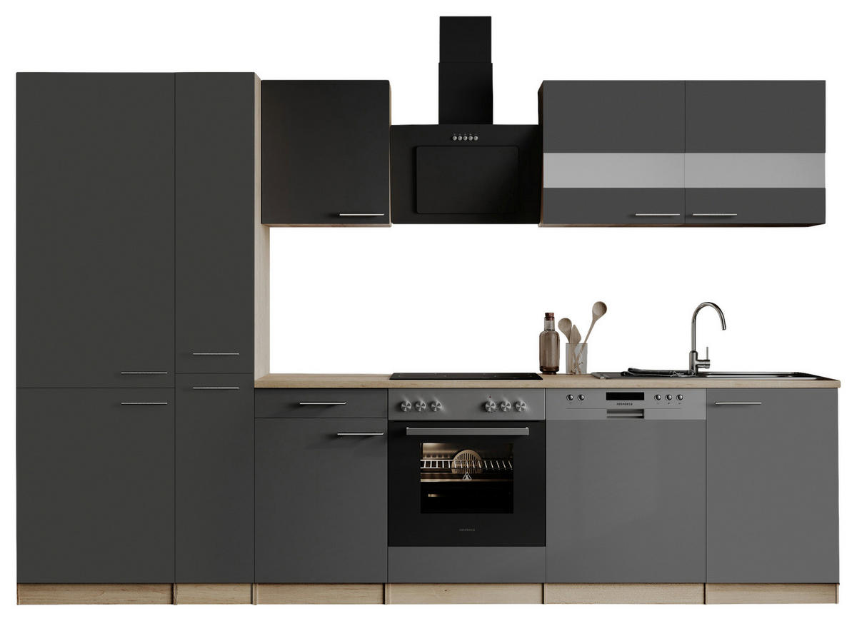 MODULKÖK UTAN VITVAROR 310 cm   i grå  - stålfärgad/grå, Basics, metall/trämaterial (310cm) - Respekta