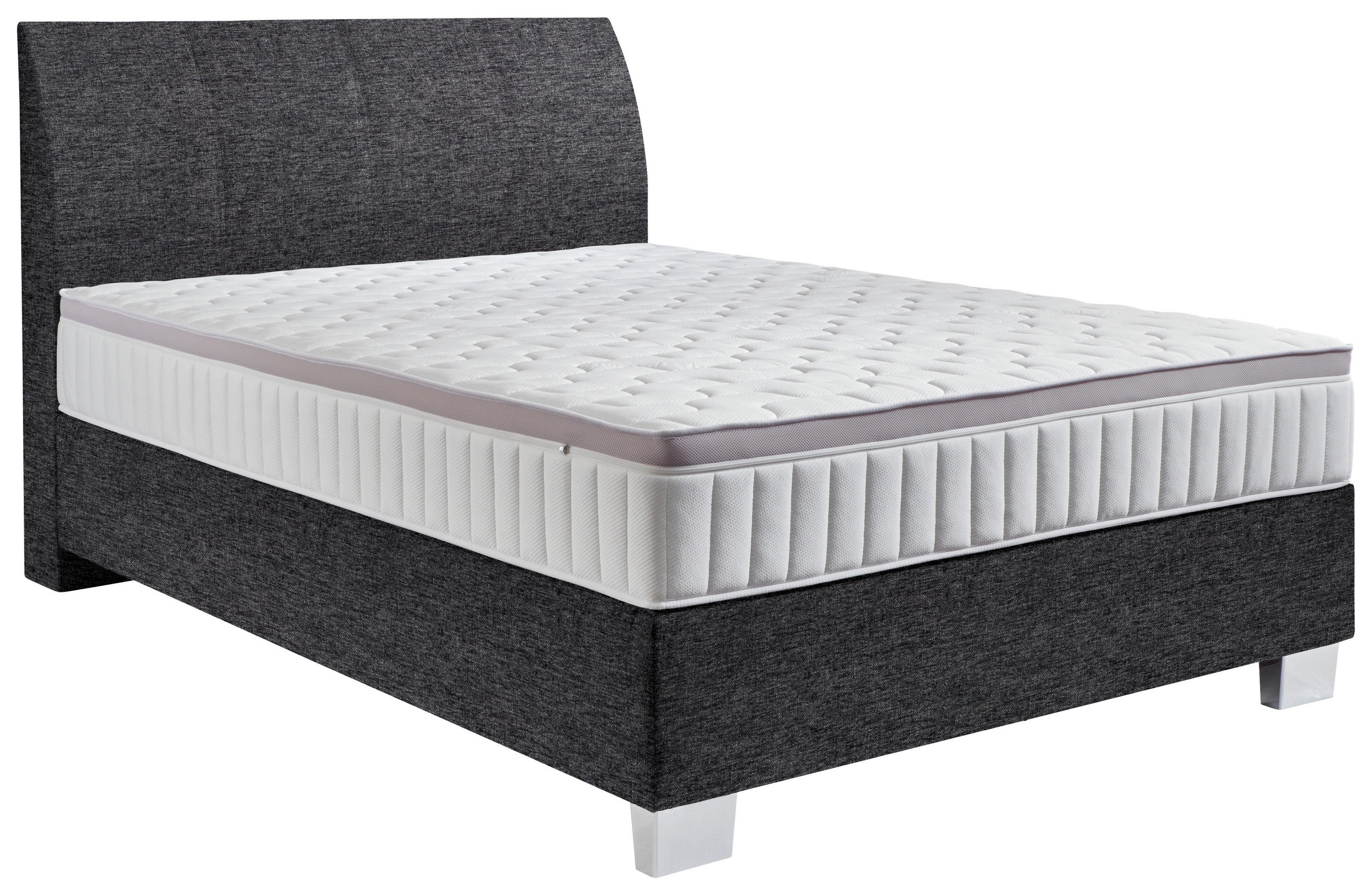 BOXSPRINGBETT 140/200 cm  in Anthrazit  - Chromfarben/Anthrazit, KONVENTIONELL, Kunststoff/Textil (140/200cm) - Hom`in
