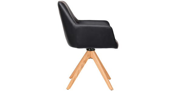 ARMLEHNSTUHL in Echtleder pigmentiert - Eichefarben/Schwarz, KONVENTIONELL, Leder/Holz (59,5/87,5/63cm) - Novel