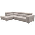 ECKSOFA in Mikrofaser Ecru  - Chromfarben/Ecru, Design, Textil/Metall (207/301cm) - Xora