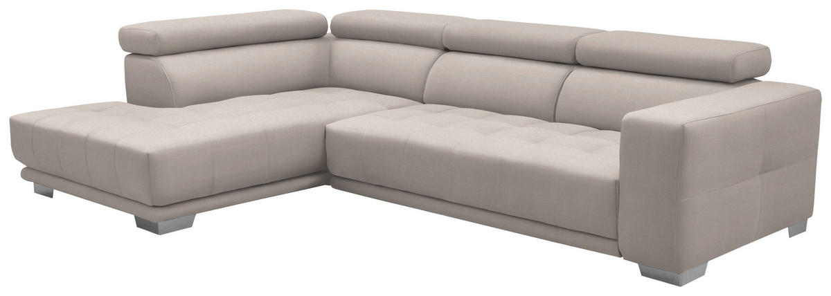 ECKSOFA in Mikrofaser Ecru  - Chromfarben/Ecru, Design, Textil/Metall (207/301cm) - Xora