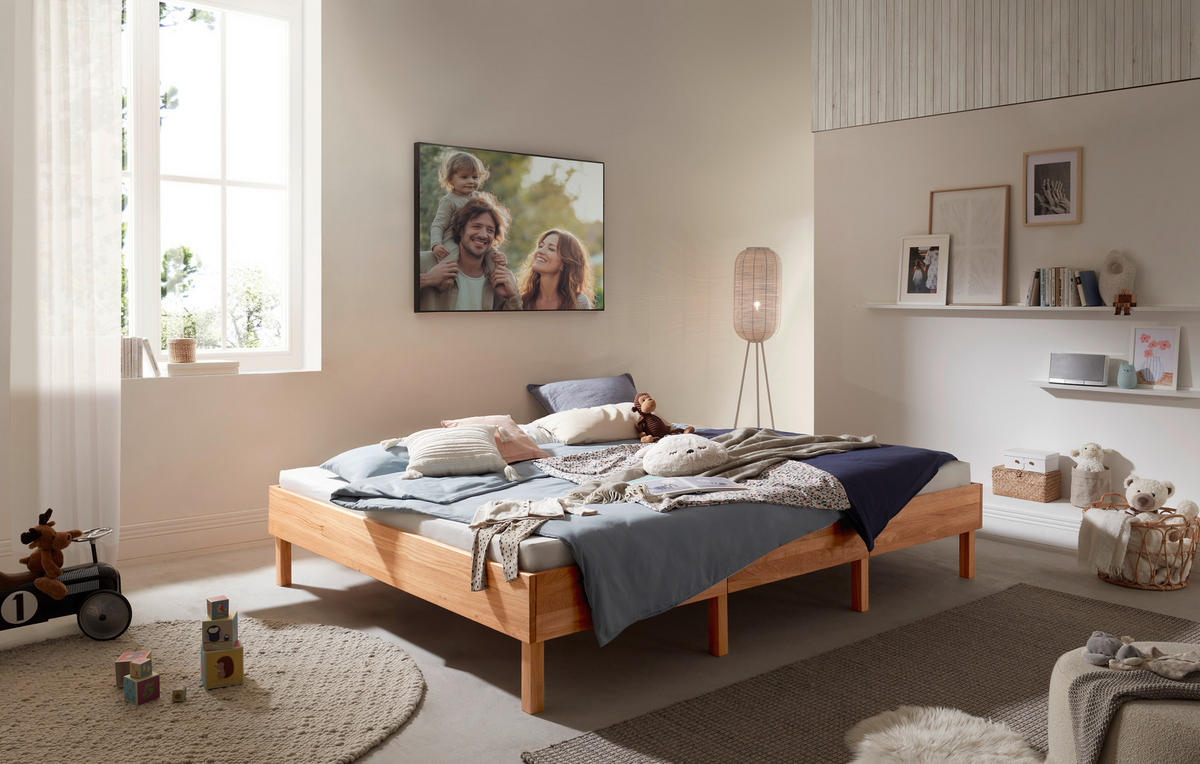 FAMILIENBETT - Wildeiche, Design, Holz (270/200cm) - Linea Natura