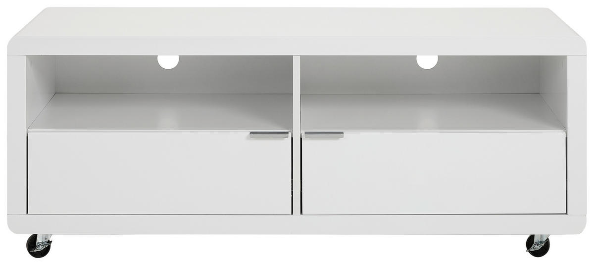 TV-ELEMENT - Chromfarben/Weiß Hochglanz, Design, Holzwerkstoff/Kunststoff (120/46/45cm) - Xora