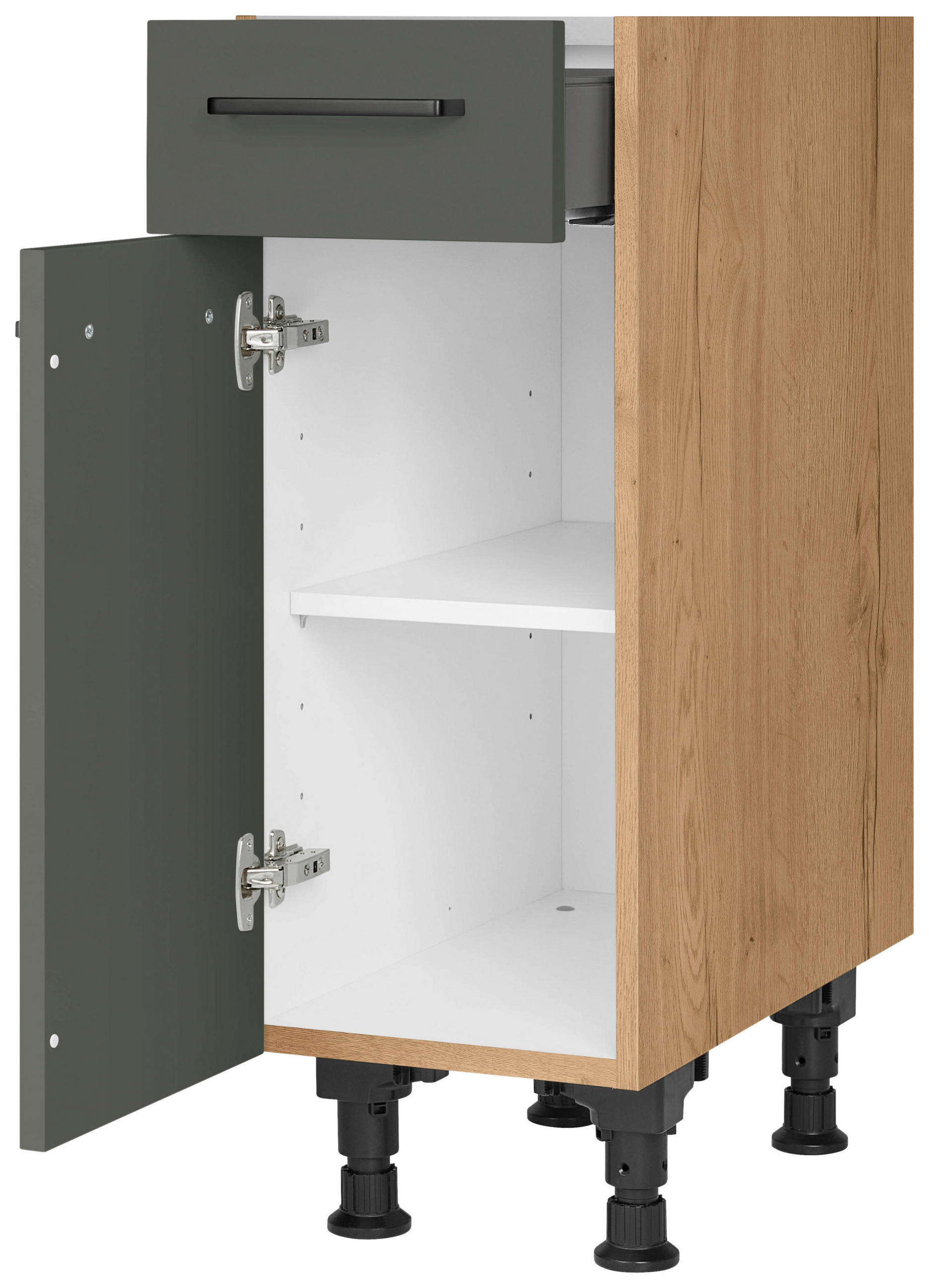 SCHUBKASTENUNTERSCHRANK 30/87/56 cm  in Grün, Eichefarben  - Eichefarben/Schwarz, MODERN, Holzwerkstoff/Metall (30/87/56cm) - Nobilia