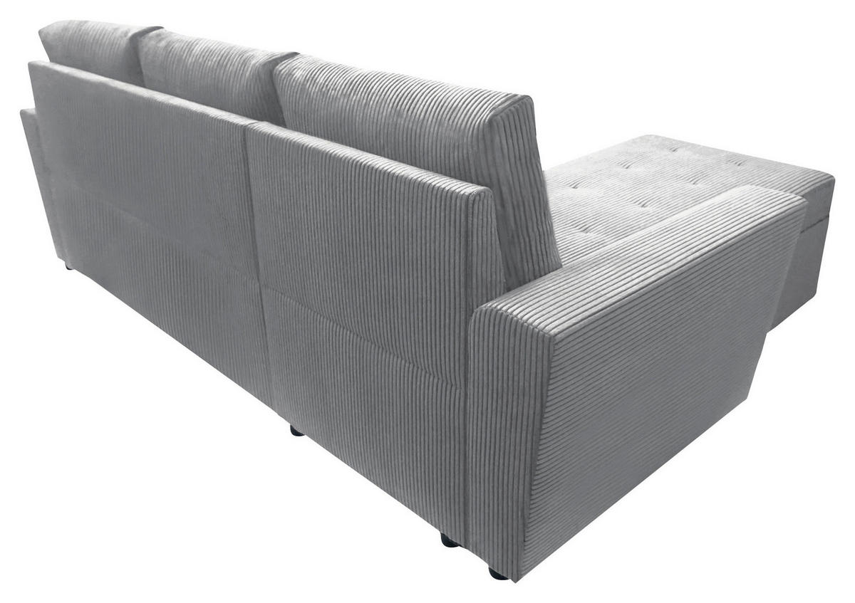 ECKSOFA in Cord Hellgrau  155/231 cm  - Hellgrau/Schwarz, Design, Kunststoff/Textil (155/231cm) - MID.YOU