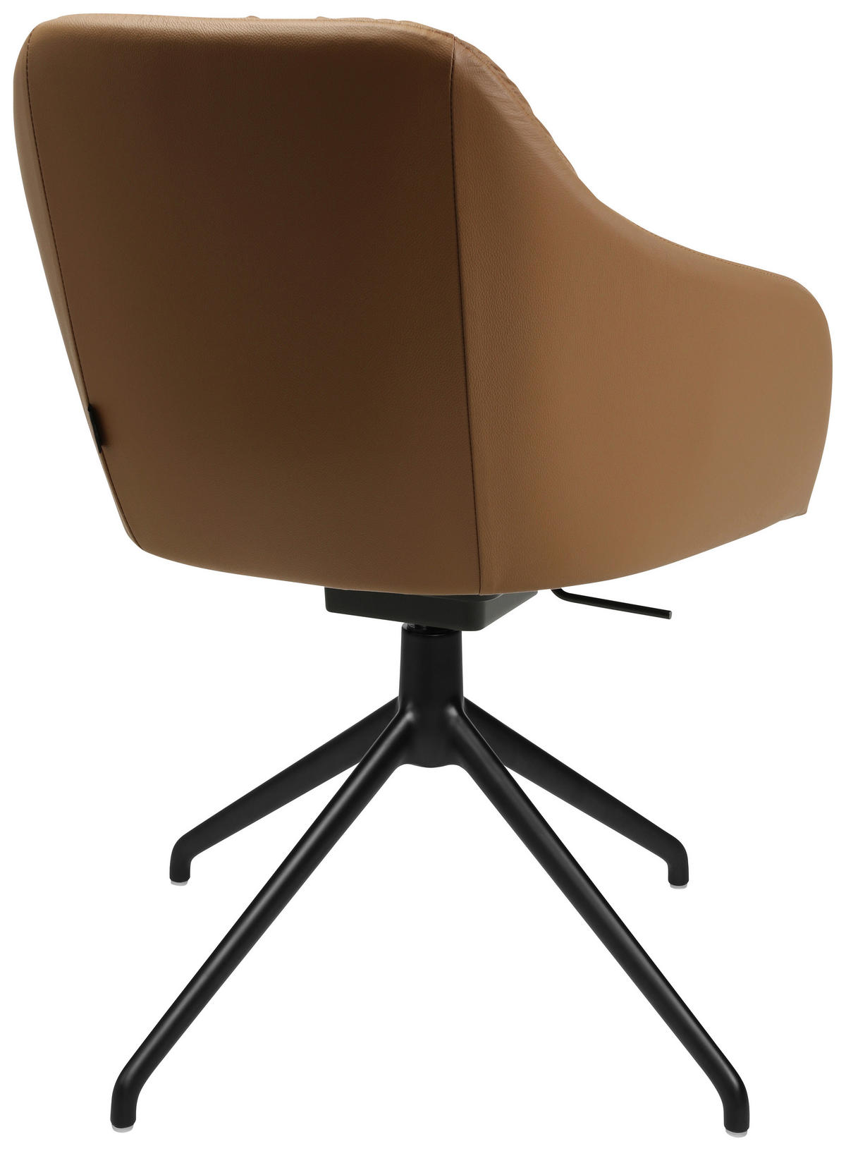 ARMLEHNSTUHL  in Aluminium Echtleder pigmentiert  - Cognac/Schwarz, Design, Leder/Metall (58/81,5-84,5/60cm) - Johann Jakob