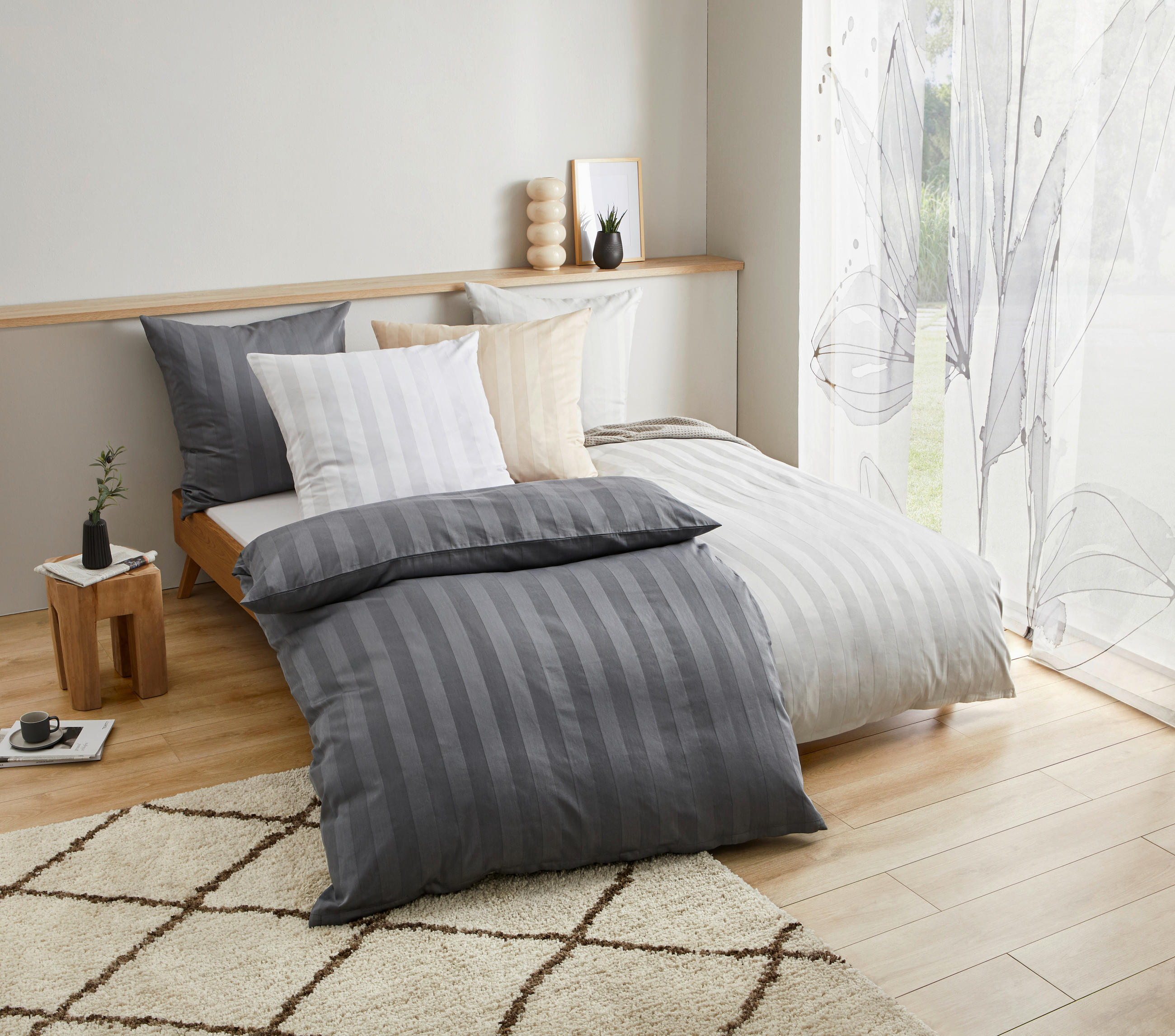 BETTWÄSCHE 135/200 cm Dobby Satin  - Weiß, KONVENTIONELL, Textil (135/200cm) - Novel