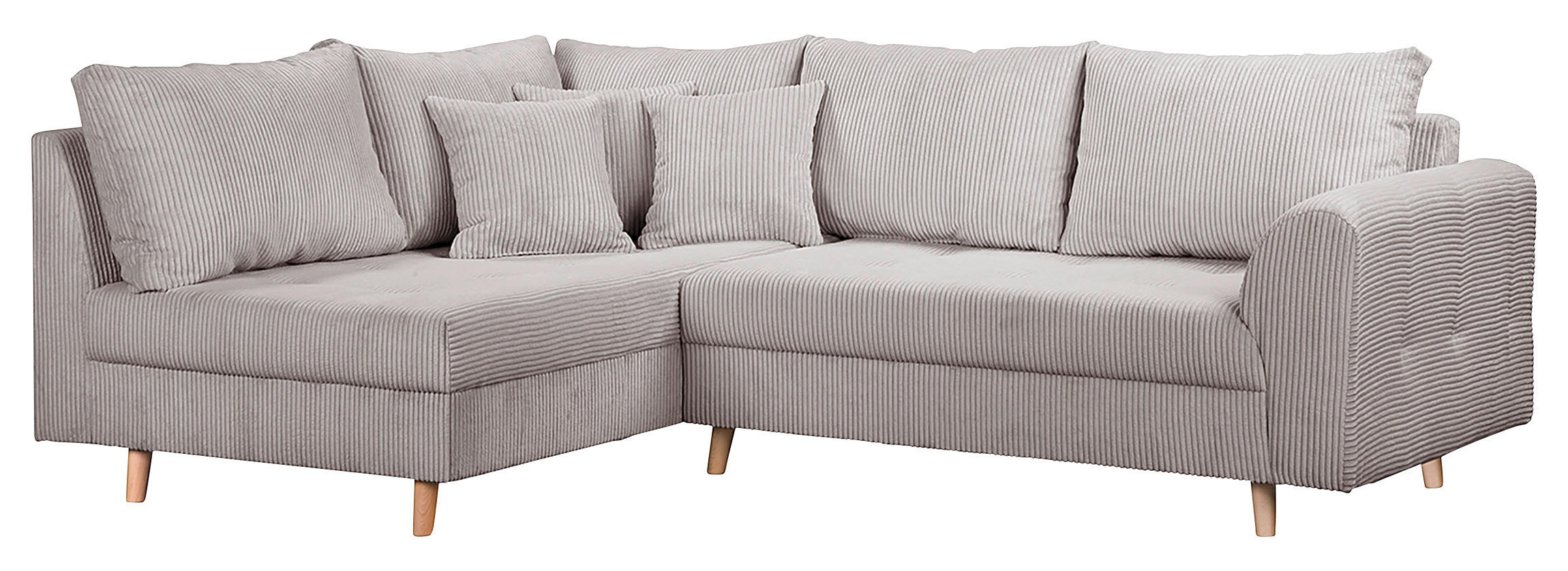 ECKSOFA Cord Grau  - Naturfarben/Grau, Design, Holz/Textil (161/231cm) - P & B