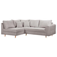 ECKSOFA Ariella in Cord Grau Rückenkissen  161/231 cm  - Naturfarben/Grau, Design, Holz/Textil (161/231cm) - P & B