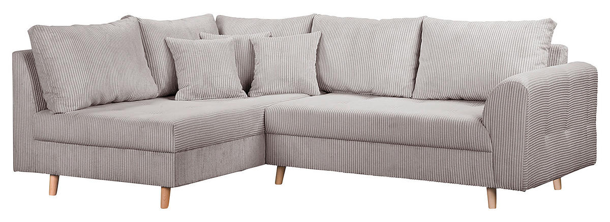 ECKSOFA Ariella Grau Cord  - Naturfarben/Grau, Design, Holz/Textil (161/231cm) - Livetastic