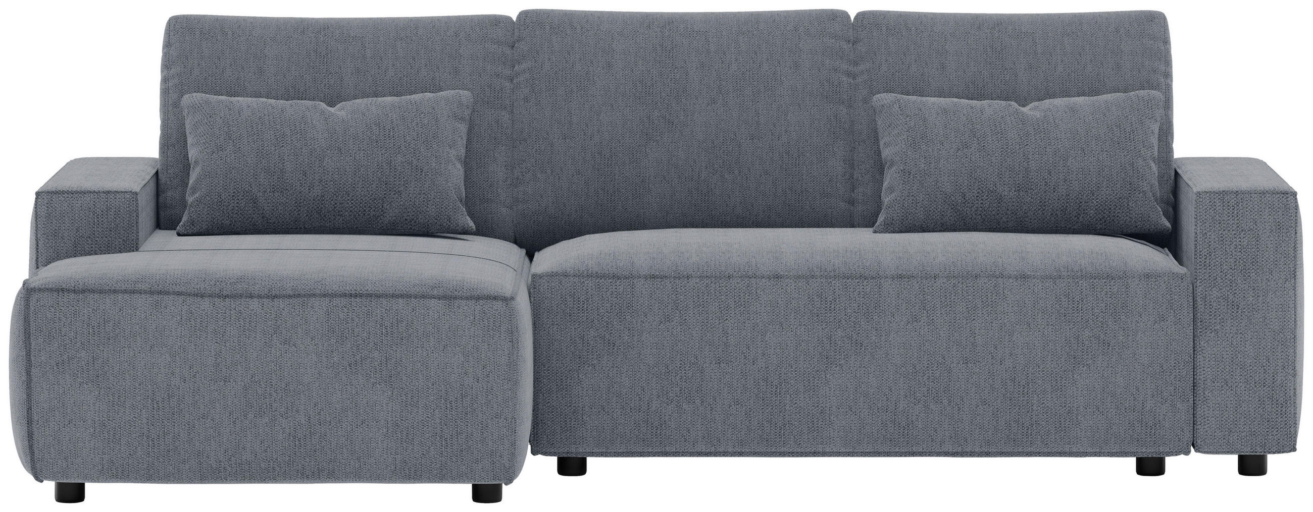 ECKSCHLAFSOFA  mit Rücken echt Chenille Anthrazit  - Anthrazit/Schwarz, MODERN, Kunststoff/Textil (154/247cm) - Livetastic