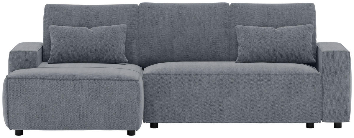 ECKSCHLAFSOFA  mit Rücken echt Chenille Anthrazit  - Anthrazit/Schwarz, MODERN, Kunststoff/Textil (154/247cm) - Livetastic