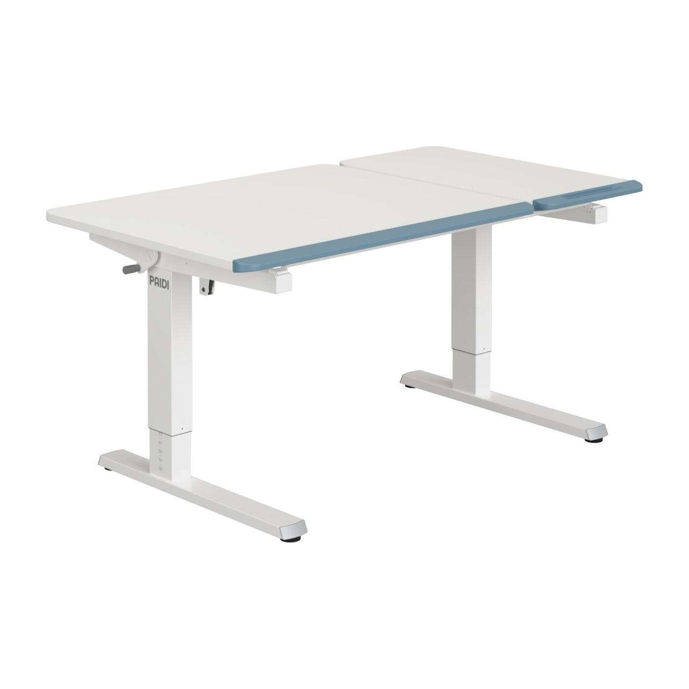 IFJÚSÁGI ÍRÓASZTAL  - világoskék/fehér, Basics, faalapú anyag/fém (130/75/53-79cm) - Paidi