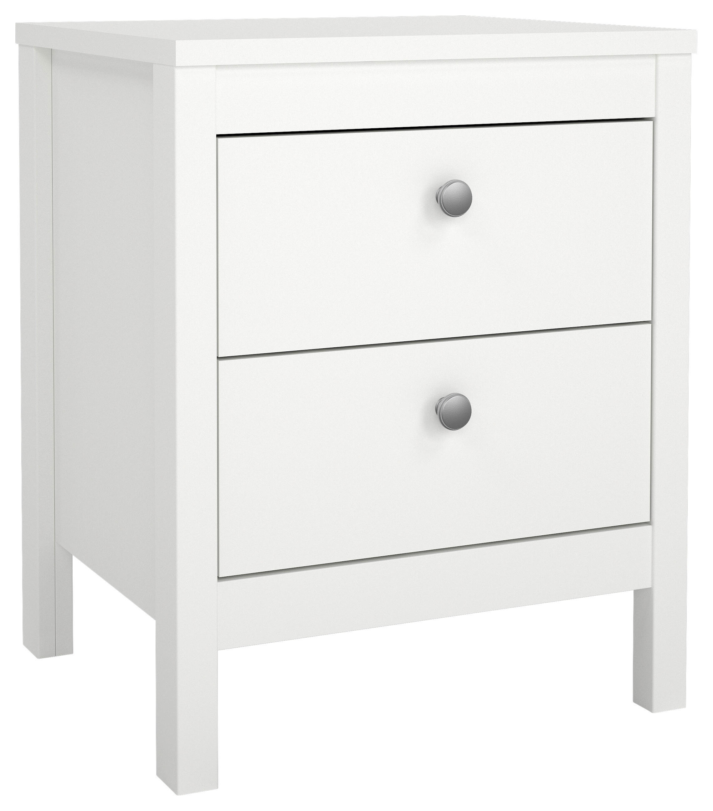 NACHTSCHRANK 43,8/54,1/38,4 cm  - Silberfarben/Weiß, Basics, Leder/Holzwerkstoff (43,8/54,1/38,4cm) - MID.YOU